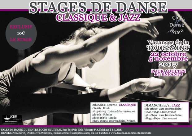 CSC Danse Briare stage danse classique toussaint 2017